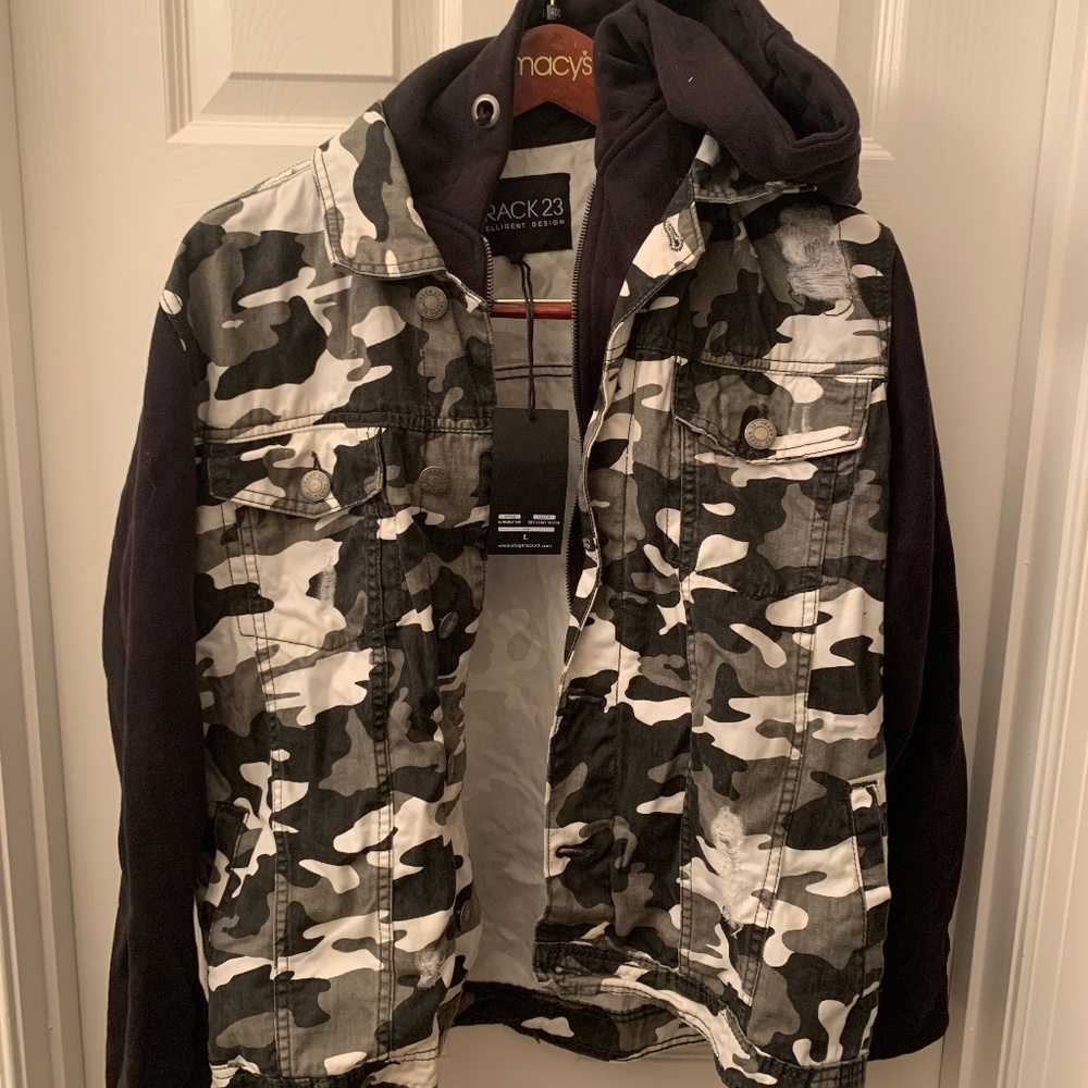 Hooded Camo Jean Jacket